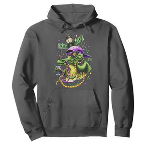 Mardi Gras Alligator Costume Hoodie Mardigator Crocodile Carnival New Orleans Louisiana TS10 Dark Heather Print Your Wear