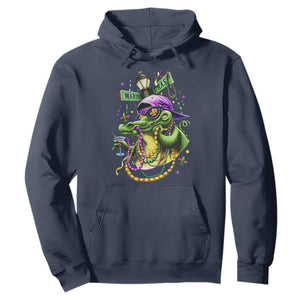 Mardi Gras Alligator Costume Hoodie Mardigator Crocodile Carnival New Orleans Louisiana TS10 Navy Print Your Wear