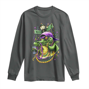 Mardi Gras Alligator Costume Long Sleeve Shirt Mardigator Crocodile Carnival New Orleans Louisiana TS10 Dark Heather Print Your Wear