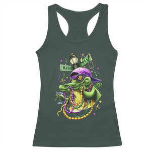Mardi Gras Alligator Costume Racerback Tank Top Mardigator Crocodile Carnival New Orleans Louisiana TS10 Dark Forest Green Print Your Wear