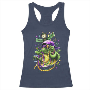 Mardi Gras Alligator Costume Racerback Tank Top Mardigator Crocodile Carnival New Orleans Louisiana TS10 Navy Print Your Wear
