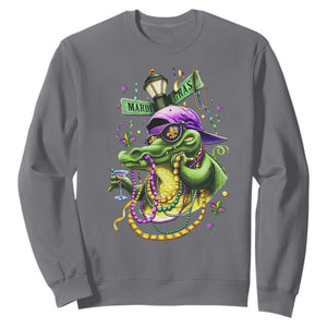Mardi Gras Alligator Costume Sweatshirt Mardigator Crocodile Carnival New Orleans Louisiana TS10 Charcoal Print Your Wear