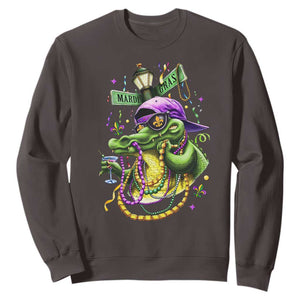 Mardi Gras Alligator Costume Sweatshirt Mardigator Crocodile Carnival New Orleans Louisiana TS10 Dark Chocolate Print Your Wear