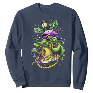 Mardi Gras Alligator Costume Sweatshirt Mardigator Crocodile Carnival New Orleans Louisiana TS10 Navy Print Your Wear