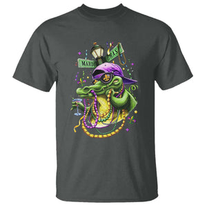 Mardi Gras Alligator Costume T Shirt Mardigator Crocodile Carnival New Orleans Louisiana TS10 Dark Heather Print Your Wear