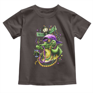 Mardi Gras Alligator Costume Toddler T Shirt Mardigator Crocodile Carnival New Orleans Louisiana TS10 Dark Chocolate Print Your Wear