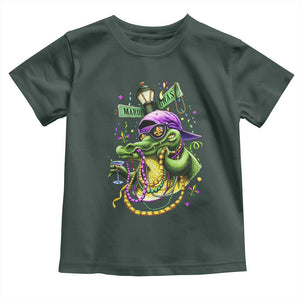 Mardi Gras Alligator Costume Toddler T Shirt Mardigator Crocodile Carnival New Orleans Louisiana TS10 Dark Forest Green Print Your Wear