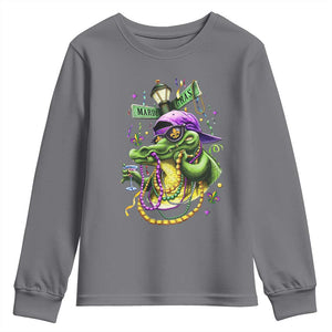 Mardi Gras Alligator Costume Youth Sweatshirt Mardigator Crocodile Carnival New Orleans Louisiana TS10 Charcoal Print Your Wear