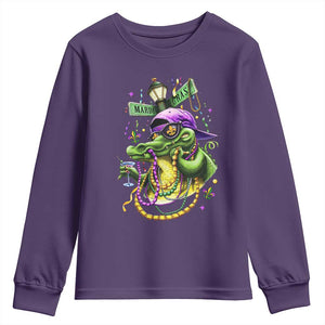 Mardi Gras Alligator Costume Youth Sweatshirt Mardigator Crocodile Carnival New Orleans Louisiana TS10 Purple Print Your Wear