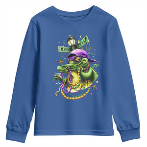 Mardi Gras Alligator Costume Youth Sweatshirt Mardigator Crocodile Carnival New Orleans Louisiana TS10 Royal Blue Print Your Wear