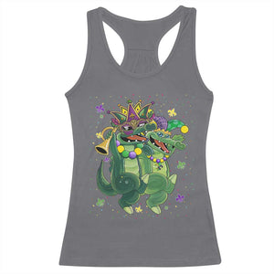 Happy Mardi Gras Alligator Racerback Tank Top Mardigator Crocodile Dancing New Orleans Louisiana TS10 Charcoal Print Your Wear