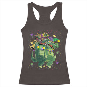 Happy Mardi Gras Alligator Racerback Tank Top Mardigator Crocodile Dancing New Orleans Louisiana TS10 Dark Chocolate Print Your Wear