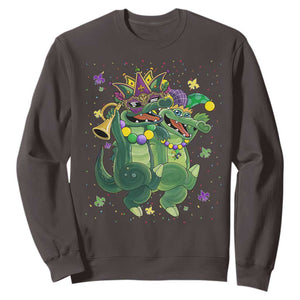 Happy Mardi Gras Alligator Sweatshirt Mardigator Crocodile Dancing New Orleans Louisiana TS10 Dark Chocolate Print Your Wear