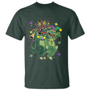 Happy Mardi Gras Alligator T Shirt Mardigator Crocodile Dancing New Orleans Louisiana TS10 Dark Forest Green Print Your Wear
