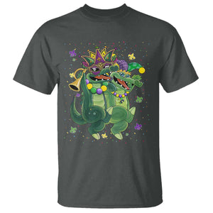 Happy Mardi Gras Alligator T Shirt Mardigator Crocodile Dancing New Orleans Louisiana TS10 Dark Heather Print Your Wear