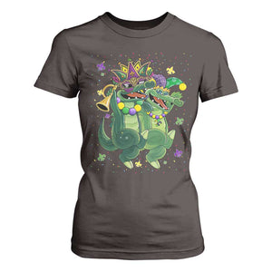 Happy Mardi Gras Alligator T Shirt For Women Mardigator Crocodile Dancing New Orleans Louisiana TS10 Dark Chocolate Print Your Wear