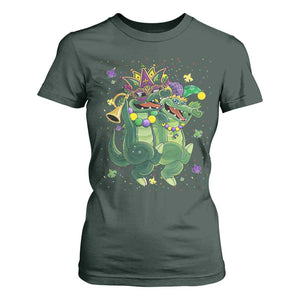 Happy Mardi Gras Alligator T Shirt For Women Mardigator Crocodile Dancing New Orleans Louisiana TS10 Dark Forest Green Print Your Wear