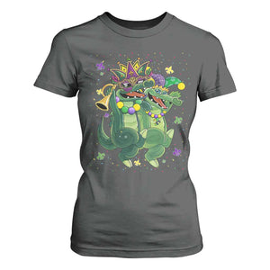 Happy Mardi Gras Alligator T Shirt For Women Mardigator Crocodile Dancing New Orleans Louisiana TS10 Dark Heather Print Your Wear