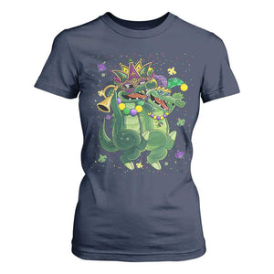 Happy Mardi Gras Alligator T Shirt For Women Mardigator Crocodile Dancing New Orleans Louisiana TS10 Navy Print Your Wear