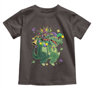 Happy Mardi Gras Alligator Toddler T Shirt Mardigator Crocodile Dancing New Orleans Louisiana TS10 Dark Chocolate Print Your Wear