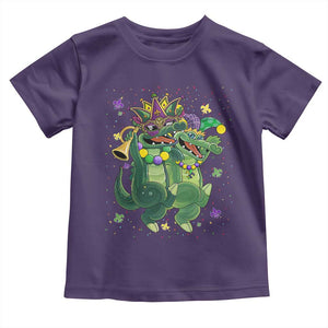 Happy Mardi Gras Alligator Toddler T Shirt Mardigator Crocodile Dancing New Orleans Louisiana TS10 Purple Print Your Wear