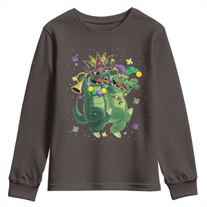 Happy Mardi Gras Alligator Youth Sweatshirt Mardigator Crocodile Dancing New Orleans Louisiana TS10 Dark Chocolate Print Your Wear
