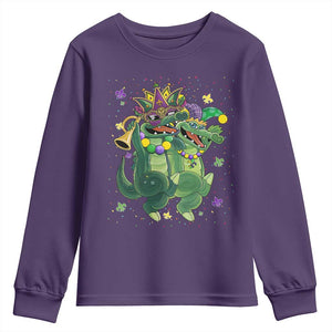 Happy Mardi Gras Alligator Youth Sweatshirt Mardigator Crocodile Dancing New Orleans Louisiana TS10 Purple Print Your Wear