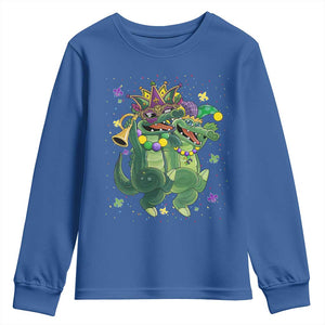 Happy Mardi Gras Alligator Youth Sweatshirt Mardigator Crocodile Dancing New Orleans Louisiana TS10 Royal Blue Print Your Wear