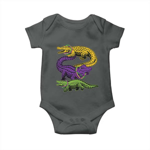 Aligator Crocodiles Louisiana Mardi Gras Baby Onesie TS10 Dark Heather Print Your Wear