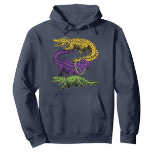 Aligator Crocodiles Louisiana Mardi Gras Hoodie TS10 Navy Print Your Wear