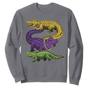 Aligator Crocodiles Louisiana Mardi Gras Sweatshirt TS10 Charcoal Print Your Wear
