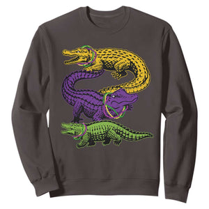 Aligator Crocodiles Louisiana Mardi Gras Sweatshirt TS10 Dark Chocolate Print Your Wear