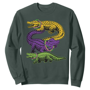 Aligator Crocodiles Louisiana Mardi Gras Sweatshirt TS10 Dark Forest Green Print Your Wear