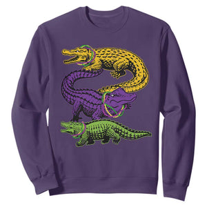 Aligator Crocodiles Louisiana Mardi Gras Sweatshirt TS10 Purple Print Your Wear