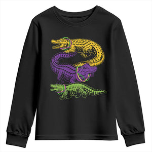 Aligator Crocodiles Louisiana Mardi Gras Youth Sweatshirt TS10 Black Print Your Wear