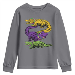 Aligator Crocodiles Louisiana Mardi Gras Youth Sweatshirt TS10 Charcoal Print Your Wear