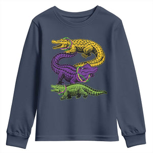 Aligator Crocodiles Louisiana Mardi Gras Youth Sweatshirt TS10 Navy Print Your Wear