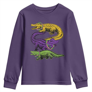 Aligator Crocodiles Louisiana Mardi Gras Youth Sweatshirt TS10 Purple Print Your Wear