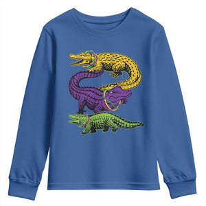 Aligator Crocodiles Louisiana Mardi Gras Youth Sweatshirt TS10 Royal Blue Print Your Wear