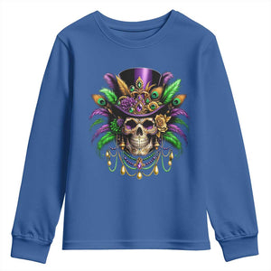 Mardi Gras Sugar Skull Youth Sweatshirt Fat Tuesday TS10 Royal Blue Print Your Wear