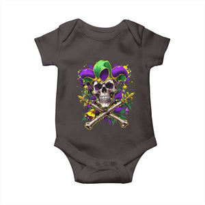 Mardi Gras Jester Skull Baby Onesie New Orleans Skeleton Beads TS10 Dark Chocolate Print Your Wear