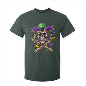 Mardi Gras Jester Skull T Shirt For Kid New Orleans Skeleton Beads TS10 Dark Forest Green Print Your Wear