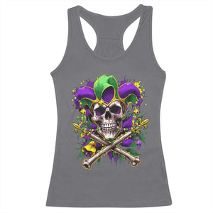 Mardi Gras Jester Skull Racerback Tank Top New Orleans Skeleton Beads TS10 Charcoal Print Your Wear