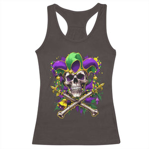 Mardi Gras Jester Skull Racerback Tank Top New Orleans Skeleton Beads TS10 Dark Chocolate Print Your Wear