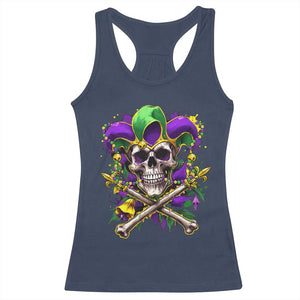 Mardi Gras Jester Skull Racerback Tank Top New Orleans Skeleton Beads TS10 Navy Print Your Wear