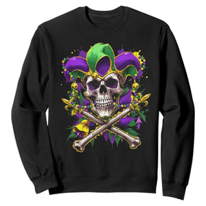 Mardi Gras Jester Skull Sweatshirt New Orleans Skeleton Beads TS10 Black Print Your Wear