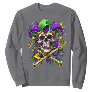 Mardi Gras Jester Skull Sweatshirt New Orleans Skeleton Beads TS10 Charcoal Print Your Wear