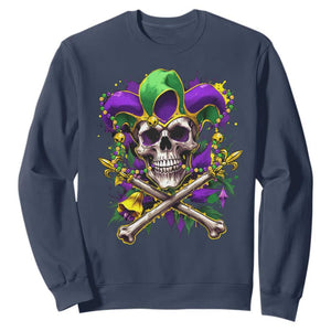 Mardi Gras Jester Skull Sweatshirt New Orleans Skeleton Beads TS10 Navy Print Your Wear