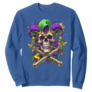 Mardi Gras Jester Skull Sweatshirt New Orleans Skeleton Beads TS10 Royal Blue Print Your Wear