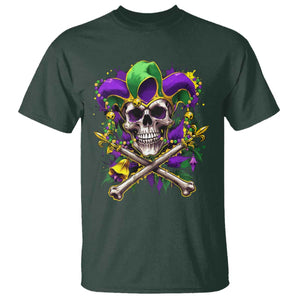 Mardi Gras Jester Skull T Shirt New Orleans Skeleton Beads TS10 Dark Forest Green Print Your Wear